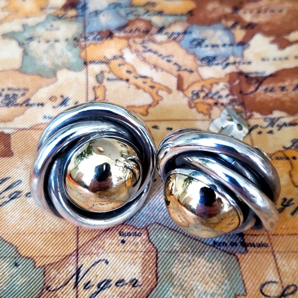 VTG PBD Love knot 14k Gold and Sterling earrings - Picture 2 of 8